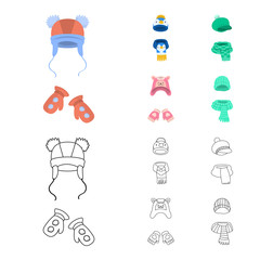 Vector design of clothes  and texture icon. Collection of clothes  and weather  stock symbol for web.