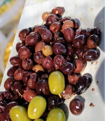 Black olive split in the mediterranean style