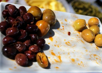 Black olive split in the mediterranean style