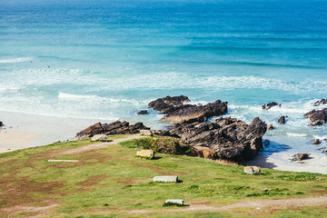 Beautiful cornish coastline in Newquay, United Kingdom