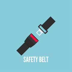 Seat Belt vector icon isolated on blue background. Safety of movement on car, airplane.