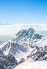 Zugspitze Alpen Schnee Landschaft - obrazy, fototapety, plakaty