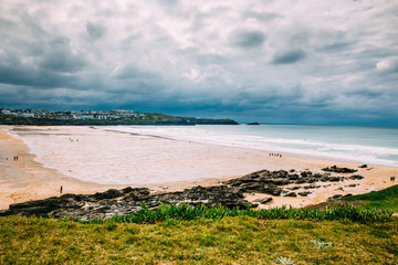 Beautiful cornish coastline in Newquay, United Kingdom