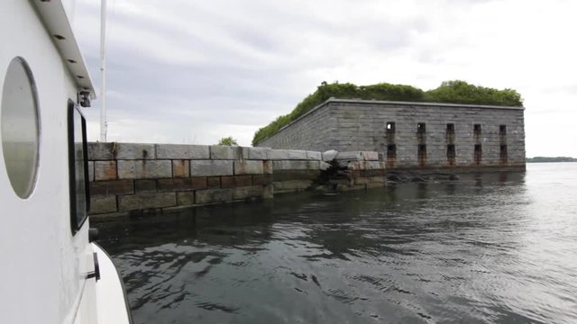 View of Fort Gorges from a boat