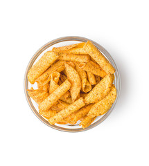 Rolled tortilla chips.