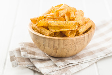 Rolled tortilla chips.