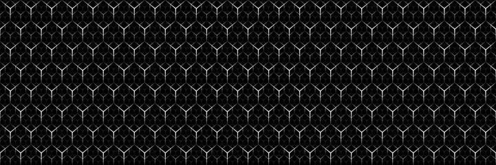 Black and White Geometric Seamless Pattern with Polygons. Abstract Monochrome Grid with Hexagon. Graphic Style for Print. Raster. 3D Illustration