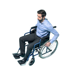 Fototapeta na wymiar Disabled man on wheelchair
