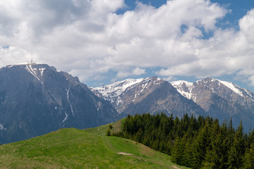 Fototapeta na wymiar View from the Baiului Mountains or Gârbova Mountains - Bucegi Mountains, Carpathian Mountains, Prahova, Romania