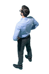 Naklejka premium Confident businessman standing with arms akimbo