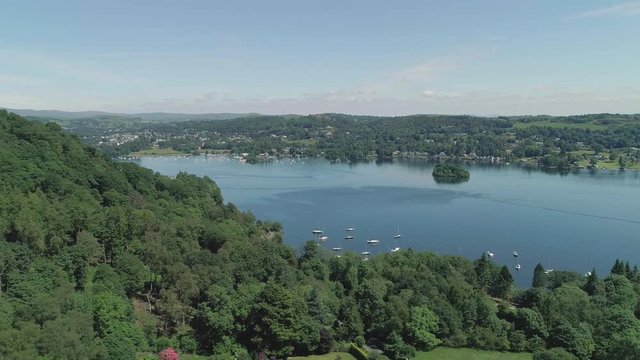 Drone Tree Reveal Lake Reversed, Lake District