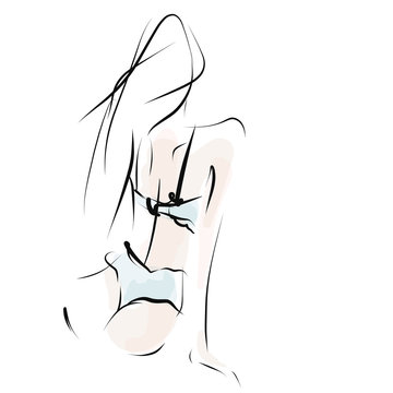 recommend clip art: Young woman, girl, model in lingerie. Slim female body. Fashion sketch