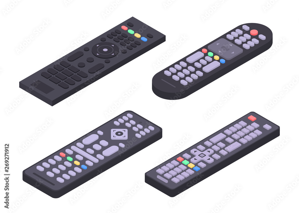 Poster remote icons set. isometric set of remote vector icons for web design isolated on white background