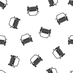 Fototapete Autos Nahtloses Muster mit Auto auf weißem Hintergrund, Vektorillustration