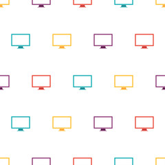 Seamless pattern with monitor on white background, vector illustration