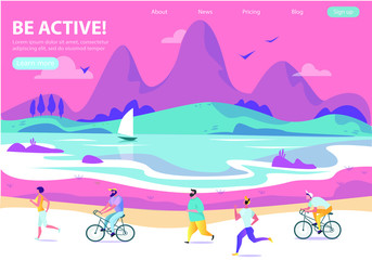 Landing page template of Stay healthy be active. Modern flat design concept of web page design for website and mobile website. Vector illustration