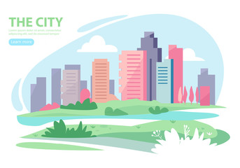 Vectorurban landscape in a minimalist style. The city. Vector illustration
