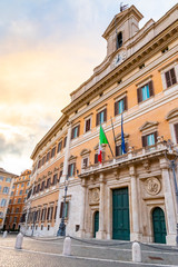 Fototapeta na wymiar Montecitorio Palace, seat of Italian Chamber of Deputies. Italian Parliament building, Rome, Italy