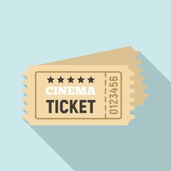 Cinema ticket icon. Flat illustration of cinema ticket vector icon for web design