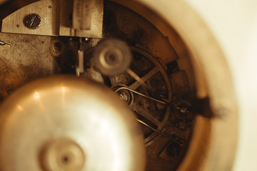 Detail of watch machinery on the table.