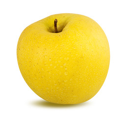 Fresh yellow apple isolated on white background with clipping path