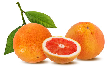 Fresh grapefruit isolated on white background  with clipping path