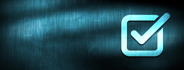 Check box icon abstract blue banner background © Bluejayy