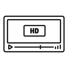 Film hd playing icon. Outline film hd playing vector icon for web design isolated on white background