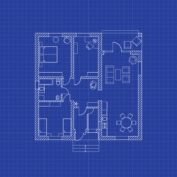 floor plan of a modern apartment on graph paper vector blueprint architectural background stock vector adobe stock