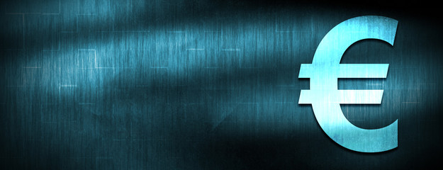 Euro sign icon abstract blue banner background