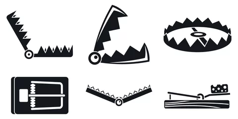 Foto op Canvas Trap catch icons set. Simple set of trap catch vector icons for web design on white background © anatolir