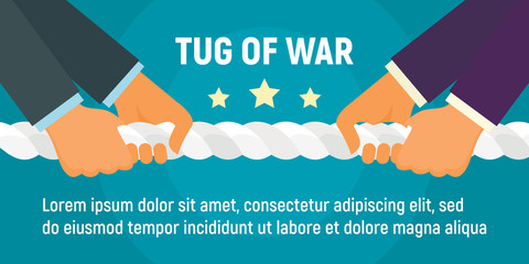 Tug of war concept banner. Flat illustration of tug of war vector concept banner for web design - obrazy, fototapety, plakaty
