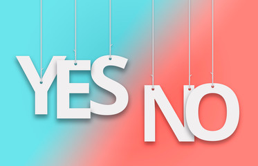 yes, no, hanging sign