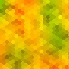 fantasy hexagons on a green, orange color background. vector banner. ideas for your business, printing, design presentations. eps 10