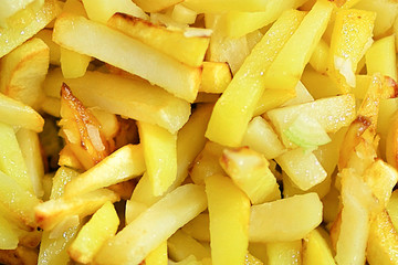 fried potatoes background. delicious french fries. soft focus