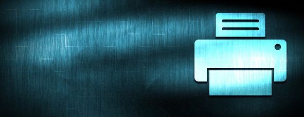 Printer icon abstract blue banner background