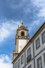 Fototapeta na wymiar View of a tower at the Church of Mercy, baroque style monument