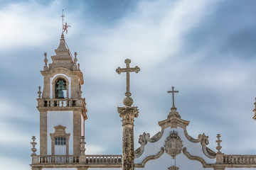 View of a tower at the Church of Mercy, baroque style monument