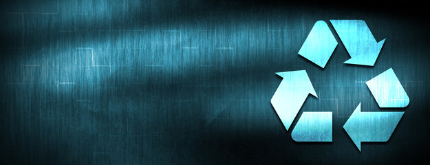 Recycle symbol icon abstract blue banner background