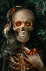 illustration of  a skeleton girl