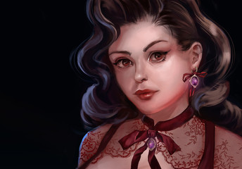 illustration of a brunette with lush hair