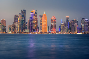 Sunset skyline of Doha, Qatar