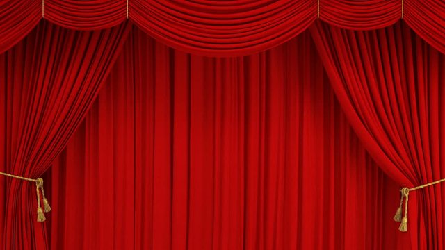 Beautiful Classic Theatrical Red Abstract Curtain Opening Rising and Closing with Green Screen. 3d Animation Realistic Theater Stage Curtain with Alpha Mask. 4k Ultra HD 3840x2160