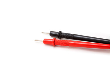 Red and black Probes for Multimeter, Oscilloscope. Object is isolated on white background