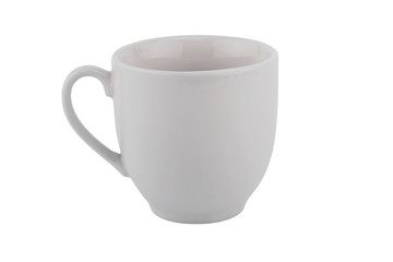White ceramic cup isolated on white background