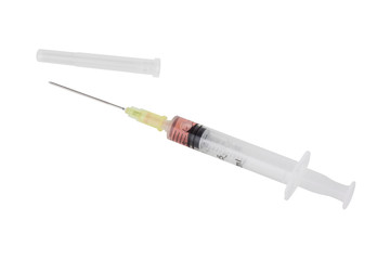 Fototapeta premium Medical syringe and needle isolated on white background