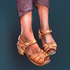 illustration of women's leather sandals