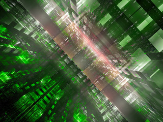 Abstract futuristic portal or data center - digitally generated image