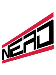 rote balken nerd logo text geek schlau freak intelligent cool computer gamer lernen außenseiter einzelgänger computerfreak hacker design