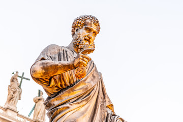 Statue of Saint Peter with key from Kingdom of Heaven. Vatican City